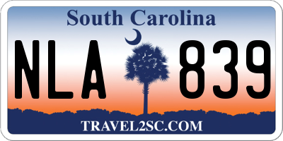SC license plate NLA839
