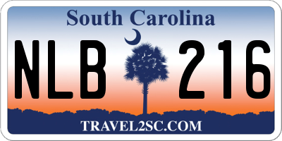 SC license plate NLB216