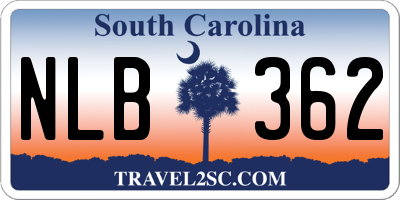 SC license plate NLB362