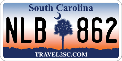 SC license plate NLB862