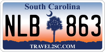 SC license plate NLB863