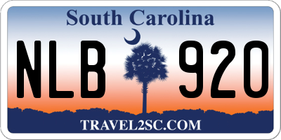 SC license plate NLB920