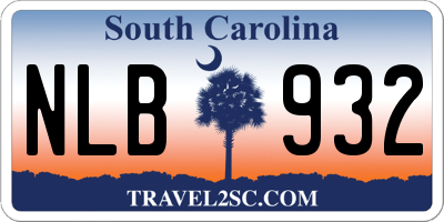 SC license plate NLB932