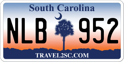 SC license plate NLB952