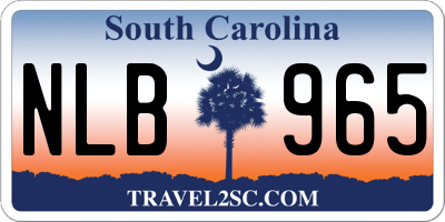 SC license plate NLB965