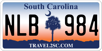 SC license plate NLB984