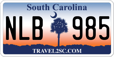 SC license plate NLB985