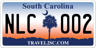 SC license plate NLC002