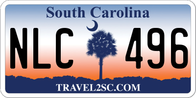 SC license plate NLC496
