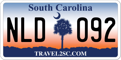 SC license plate NLD092