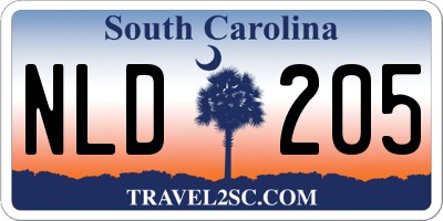 SC license plate NLD205
