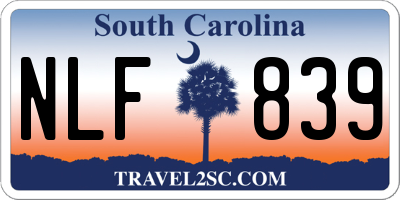 SC license plate NLF839