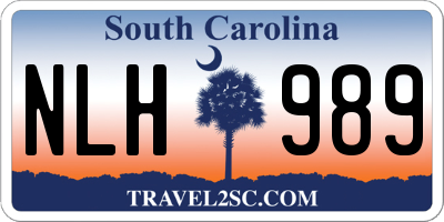 SC license plate NLH989