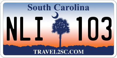 SC license plate NLI103