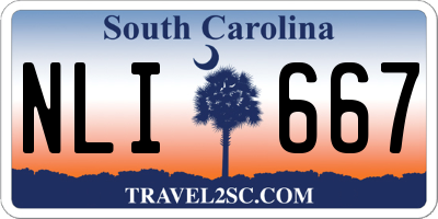 SC license plate NLI667