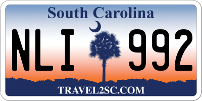 SC license plate NLI992