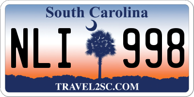 SC license plate NLI998