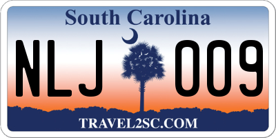 SC license plate NLJ009