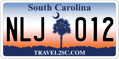SC license plate NLJ012