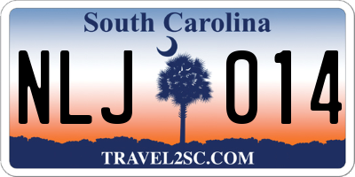 SC license plate NLJ014