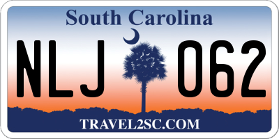 SC license plate NLJ062