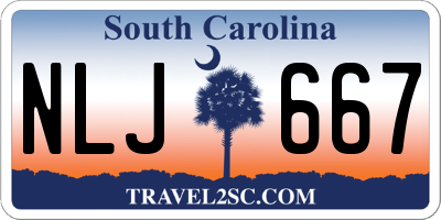 SC license plate NLJ667