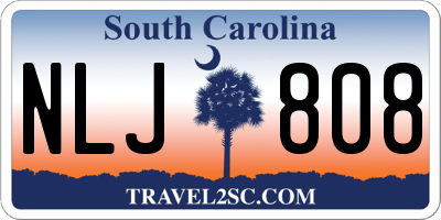 SC license plate NLJ808