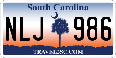 SC license plate NLJ986
