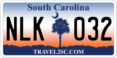 SC license plate NLK032