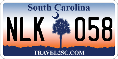 SC license plate NLK058
