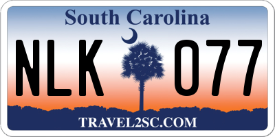 SC license plate NLK077
