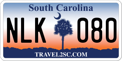 SC license plate NLK080