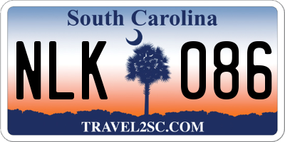 SC license plate NLK086