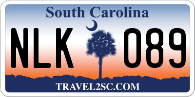 SC license plate NLK089