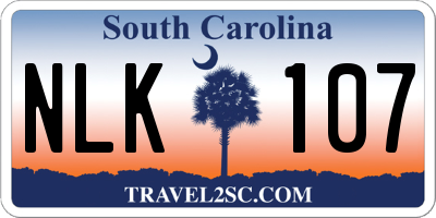 SC license plate NLK107