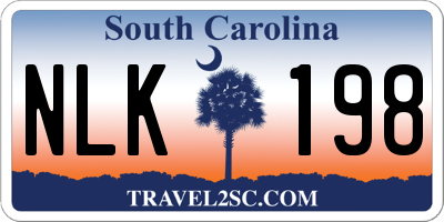 SC license plate NLK198