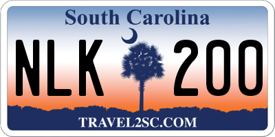 SC license plate NLK200