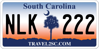 SC license plate NLK222