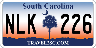 SC license plate NLK226