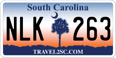 SC license plate NLK263