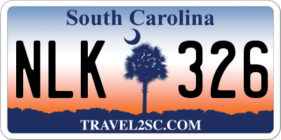 SC license plate NLK326