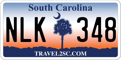 SC license plate NLK348