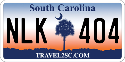 SC license plate NLK404