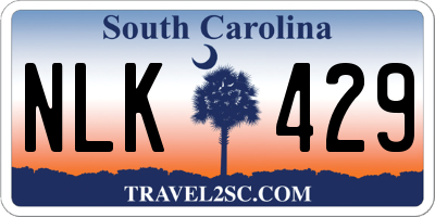 SC license plate NLK429