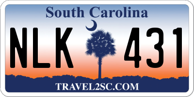 SC license plate NLK431