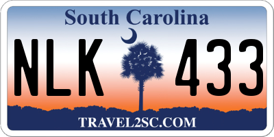 SC license plate NLK433