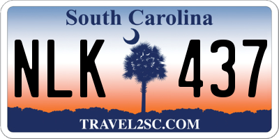 SC license plate NLK437