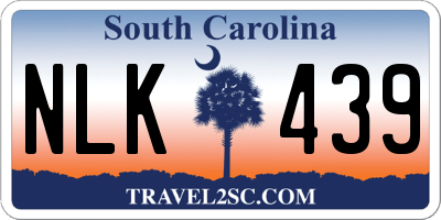 SC license plate NLK439