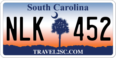 SC license plate NLK452