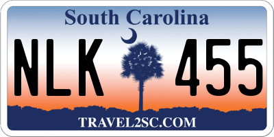 SC license plate NLK455